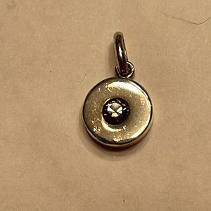 PENDANT/CHARM STERLING SILVER W/Multi-Colored Faceted Stone in Disk Italian